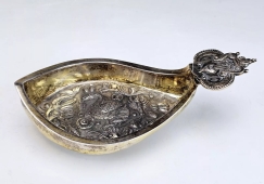 Rare 19C Russian Repousse Silver Kovsh
