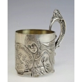 Rare 19C Russian Silver Pan Slavic Tea Glass Holder Podstakannik image 12