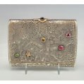 Rare Imperial Russian “Samorodok” Silver & Gold Mounted Cigarette Case with Gemstones image 1