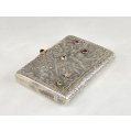 Rare Imperial Russian “Samorodok” Silver & Gold Mounted Cigarette Case with Gemstones image 3
