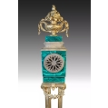 Rare Large 19C French Gilt Bronze Malachite Clock image 3