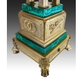 Rare Large 19C French Gilt Bronze Malachite Clock image 4
