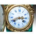 Rare Large 19C French Gilt Bronze Malachite Clock image 8