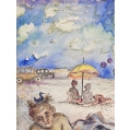 Rare Original David Burliuk Russian/American ( 1882-1967 )Watercolor Painting image 2