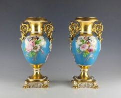 Stunning 19C Russian Porcelain Kornilov Br. Vases