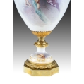 Stunning Large 19C French Sevres H/P Porcelain Gilt Bronze Vase Signed image 4