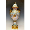 Stunning Large 19C French Sevres Lustre Porcelain Gilt Bronze Vase Urn image 1