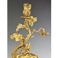 Superb 19C French Gilt Bronze Flowers Candleholders Set image 8