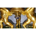 Superior 19C Antique French Gilt Bronze Champleve Enamel Centerpiece image 4