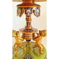 Superior 19C Antique French Gilt Bronze Champleve Enamel Centerpiece image 6