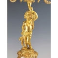 Superior 19C French Bronze Dore Marble Pair Art Nouveau Candelabras image 2