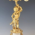 Superior 19C French Bronze Dore Marble Pair Art Nouveau Candelabras image 4