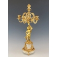 Superior 19C French Bronze Dore Marble Pair Art Nouveau Candelabras image 7