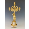 Superior 19C French Bronze Dore Marble Pair Art Nouveau Candelabras image 8