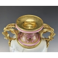 Superior Large 19C French Sevres H/P Porcelain Gilt Bronze Vase Signed image 3