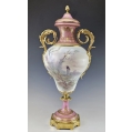 Superior Large 19C French Sevres H/P Porcelain Gilt Bronze Vase Signed image 8
