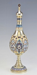 Unique Large 19C Russian Silver Enamel Church Style Shaker Stench Container