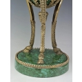 Vintage Lrg PairEmpire Style Malachite Porcelain Gilt Bronze Urns Cassolettes image 4