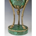 Vintage Lrg PairEmpire Style Malachite Porcelain Gilt Bronze Urns Cassolettes image 7